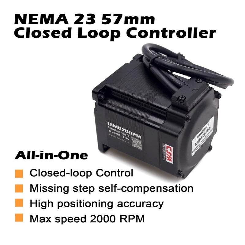 UIROBOT NEMA 23 Integrated Closed-Loop Stepper Motor,Pulse-Direction Control Interface,Built-in Encoder & Motion Controller & Driver,for CNC,3D Printer,Max1.26Nm,3.5A,24-48VDC (UIM5756PM) - Image 2